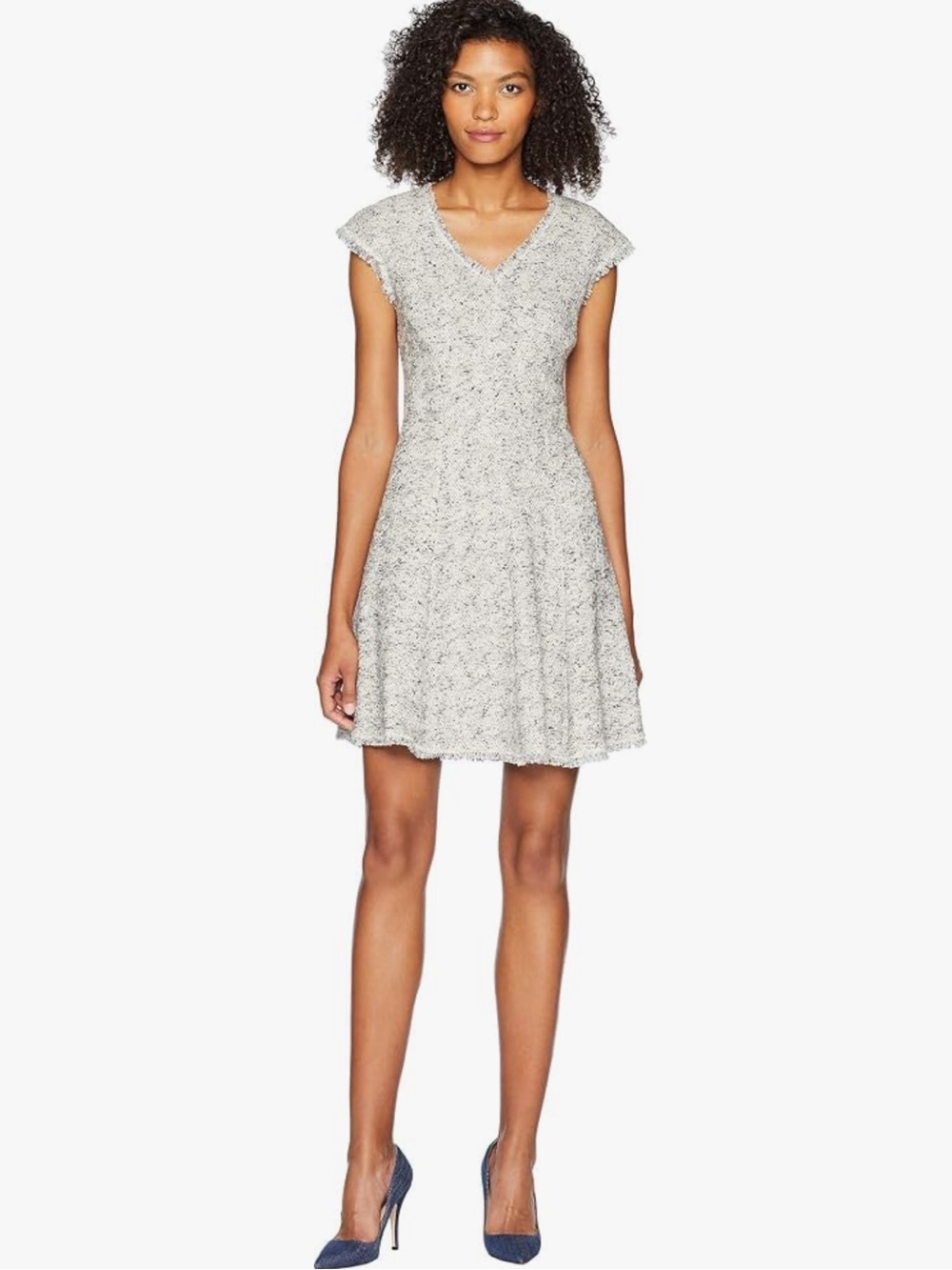 Rebecca Taylor Speckled Tweed Fit & Flare Dress Gray Black Modern Women’s 8
